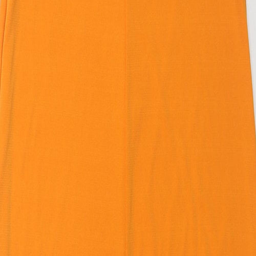 Zara Womens Orange Polyester Slip Dress Size M V-Neck Pullover
