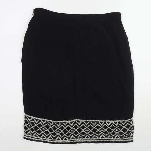 Monsoon Womens Blue Geometric Polyester A-Line Skirt Size 10 Zip