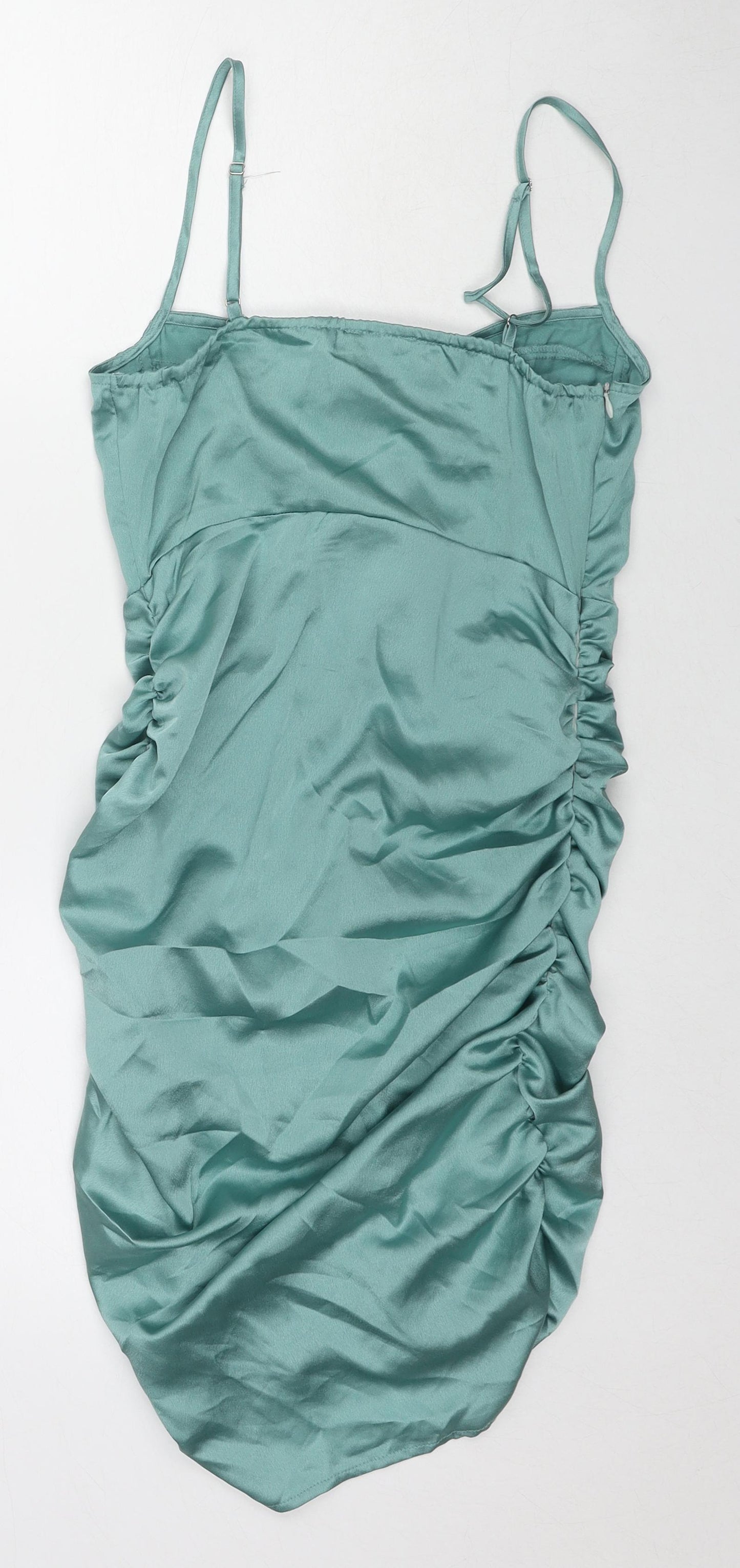 PRETTYLITTLETHING Womens Blue Polyester Bodycon Size 8 Round Neck Zip