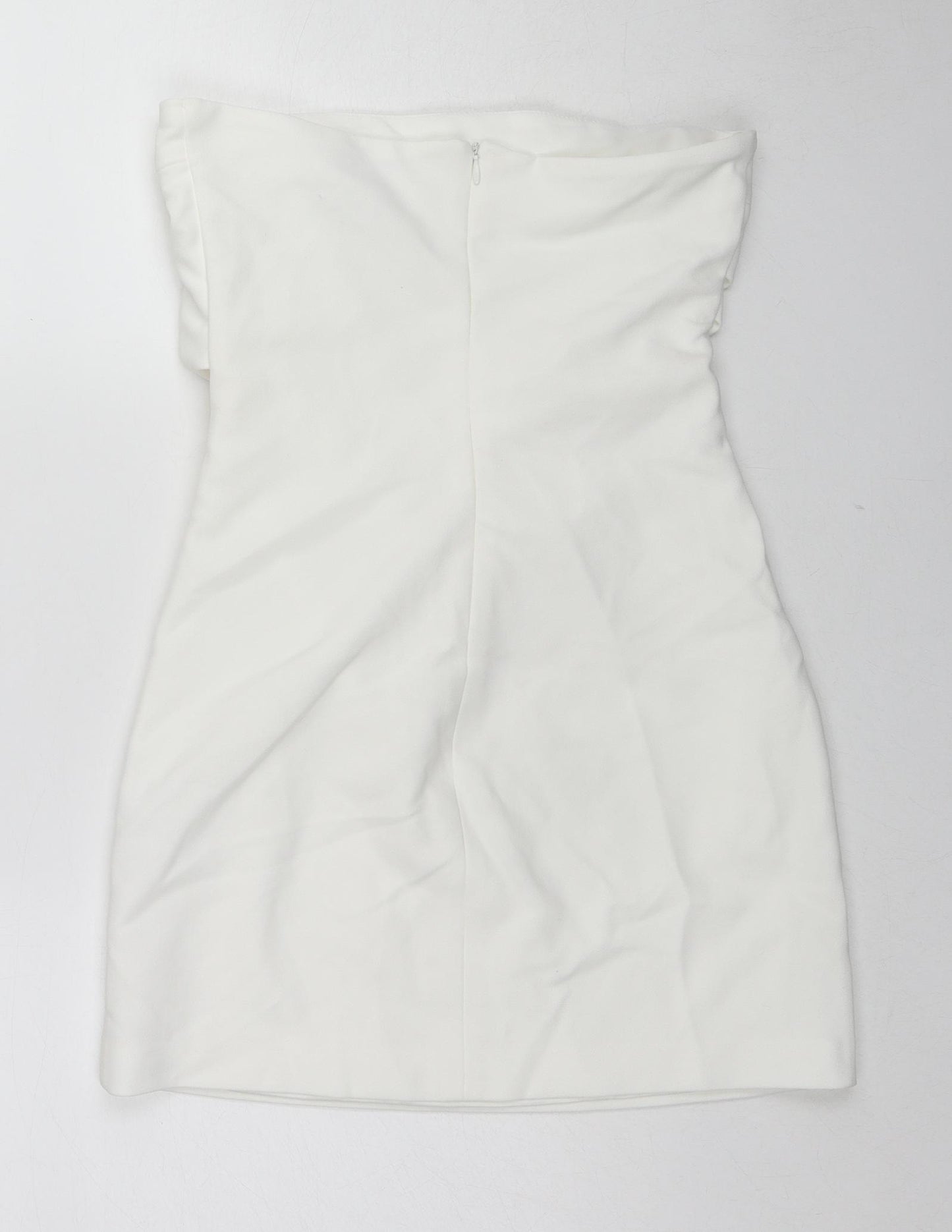 Zara Womens White Polyester Mini Size S Off the Shoulder Zip