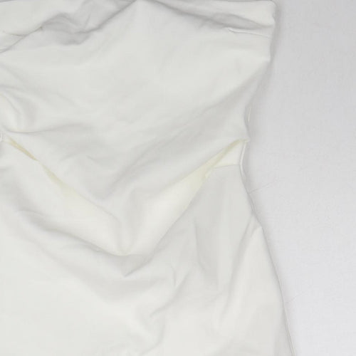 Zara Womens White Polyester Mini Size S Off the Shoulder Zip