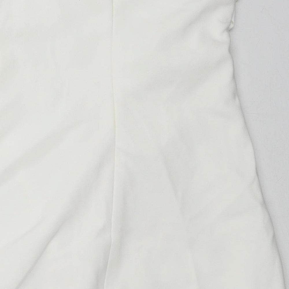 Zara Womens White Polyester Mini Size S Off the Shoulder Zip