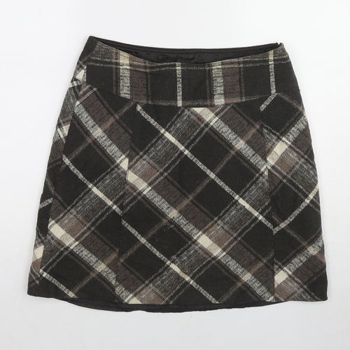 Street One Womens Grey Plaid Wool A-Line Skirt Size 12 Zip