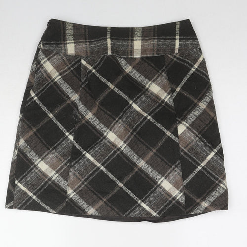 Street One Womens Grey Plaid Wool A-Line Skirt Size 12 Zip