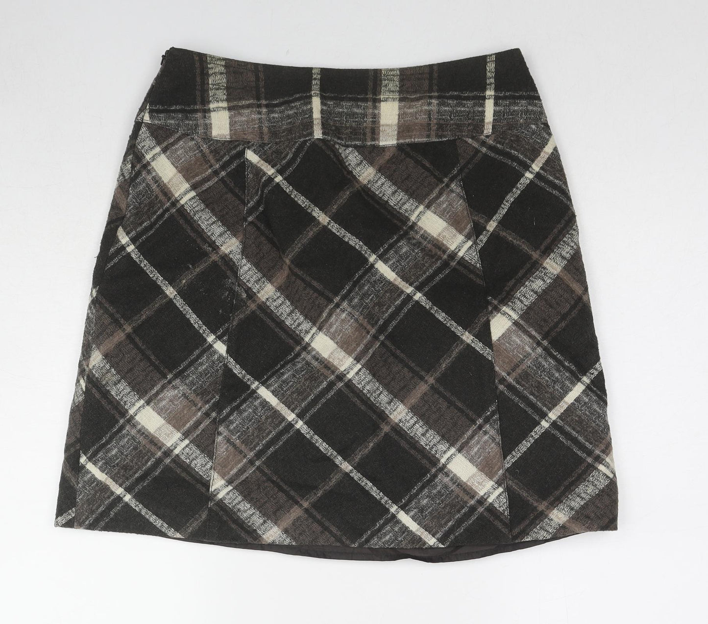 Street One Womens Grey Plaid Wool A-Line Skirt Size 12 Zip