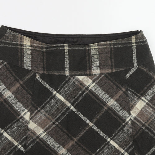 Street One Womens Grey Plaid Wool A-Line Skirt Size 12 Zip