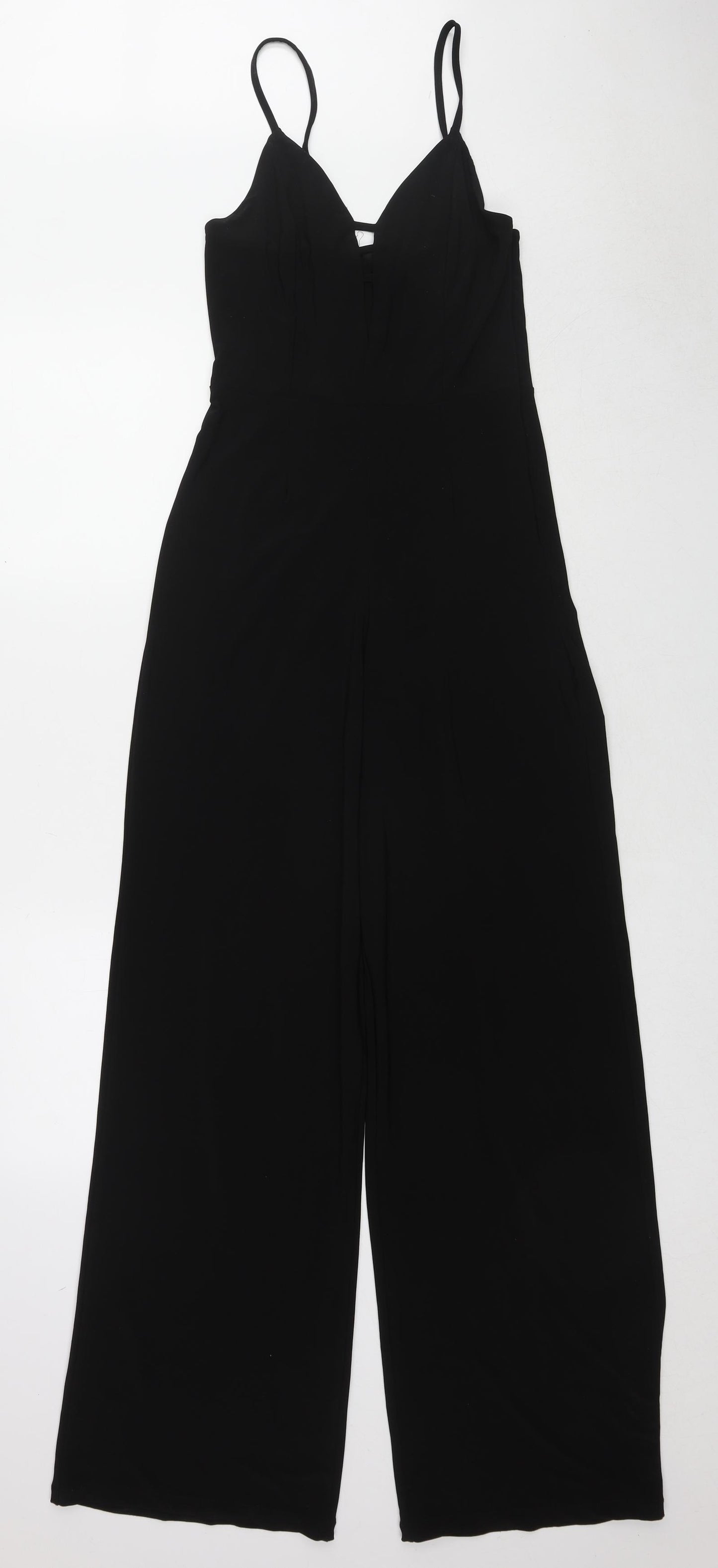 New Look Womens Black Polyester Jumpsuit One-Piece Size 10 L32 in Zip