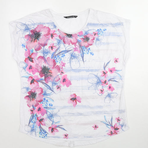 Dorothy Perkins Womens Multicoloured Floral Polyester Basic T-Shirt Size 16 Round Neck