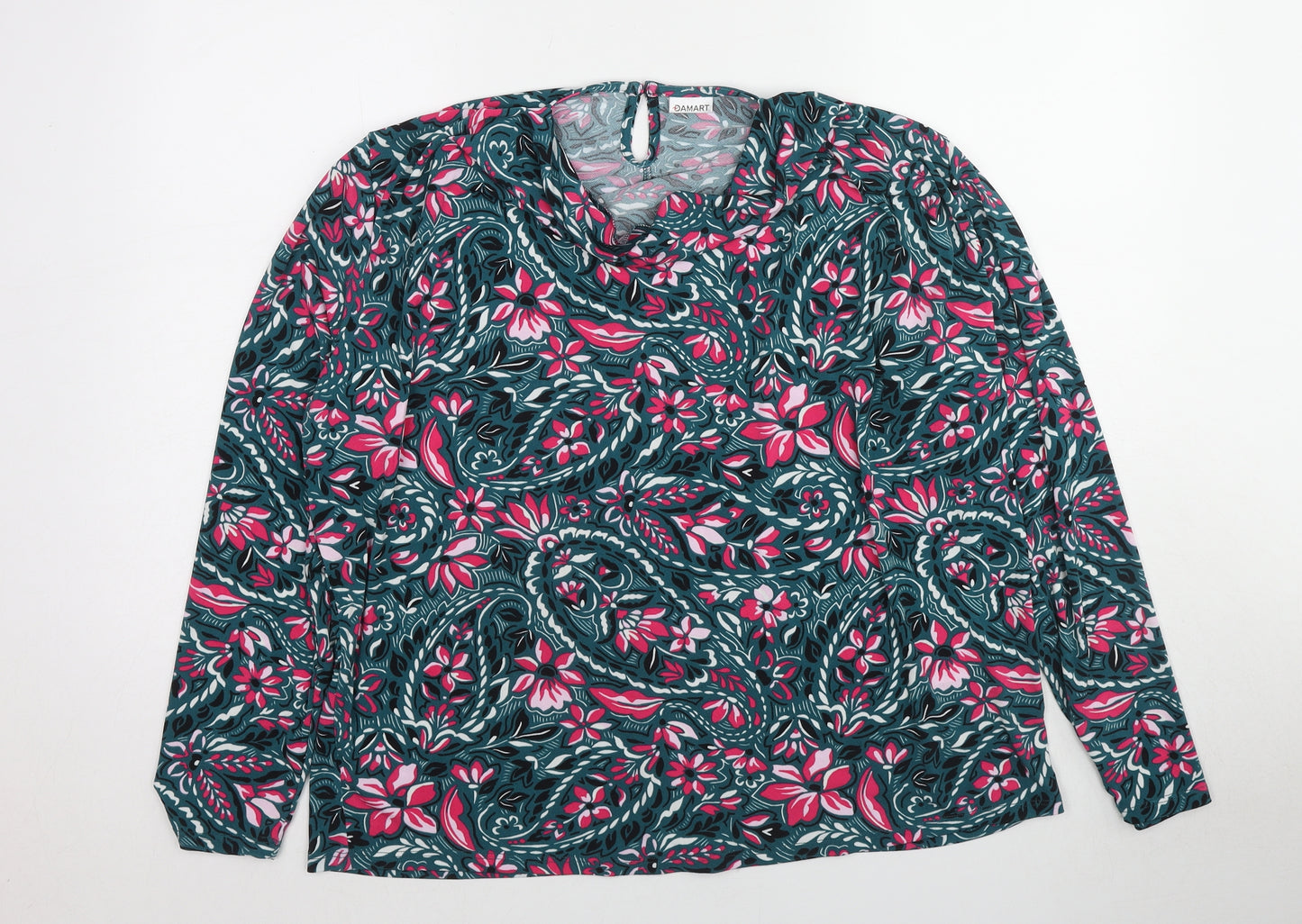 Damart Womens Blue Paisley Polyester Basic Blouse Size 18 Round Neck - Size 18-20