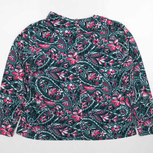 Damart Womens Blue Paisley Polyester Basic Blouse Size 18 Round Neck - Size 18-20