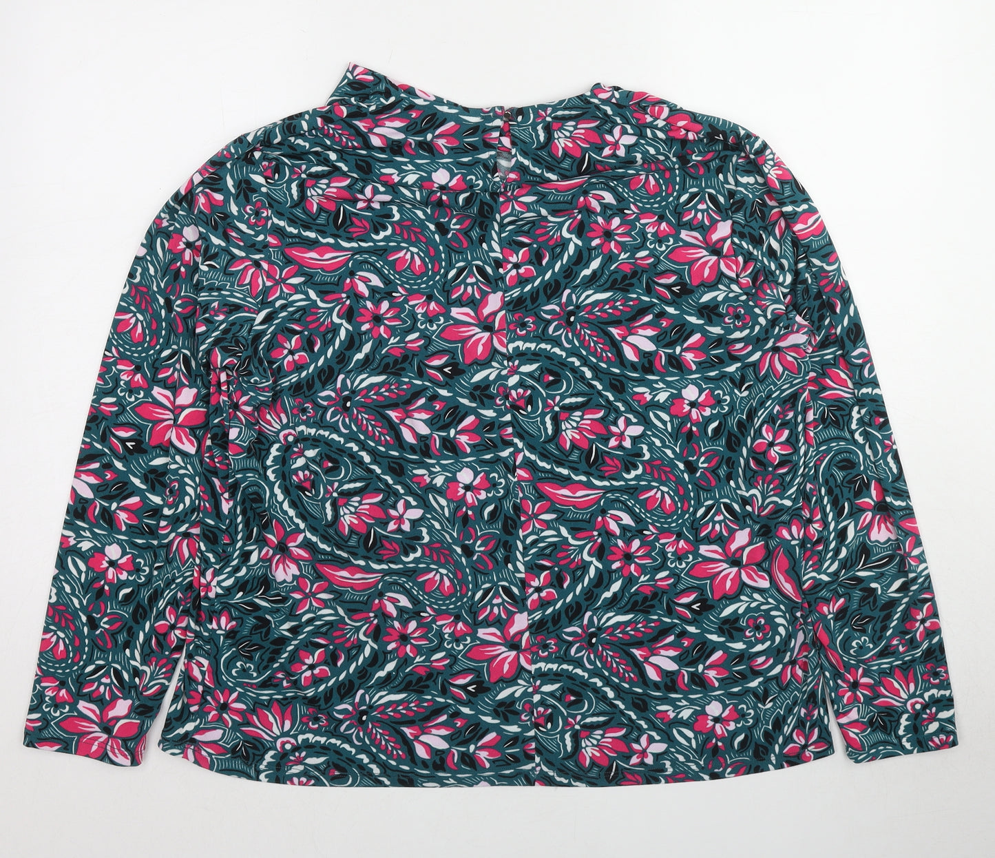 Damart Womens Blue Paisley Polyester Basic Blouse Size 18 Round Neck - Size 18-20