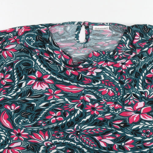 Damart Womens Blue Paisley Polyester Basic Blouse Size 18 Round Neck - Size 18-20