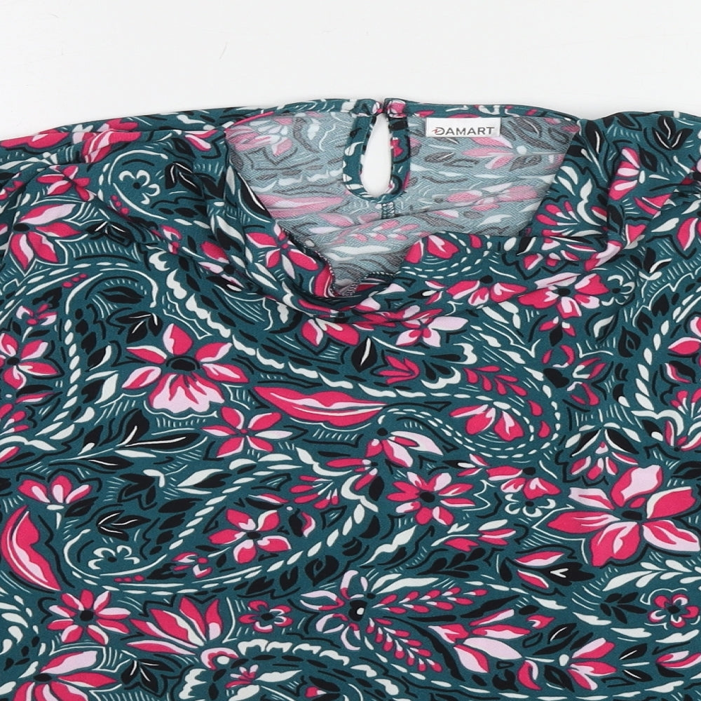 Damart Womens Blue Paisley Polyester Basic Blouse Size 18 Round Neck - Size 18-20