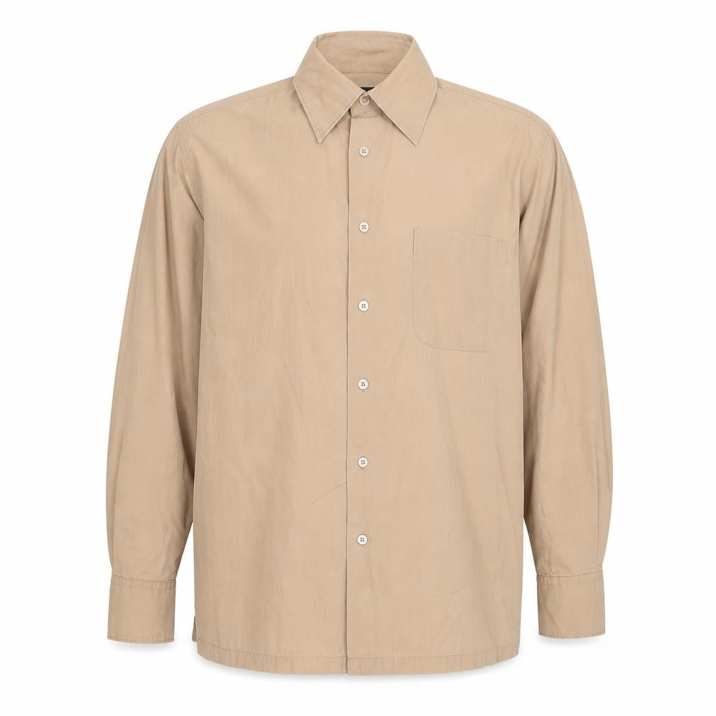 ESPRIT Mens Beige Polyester Button-Up Size M Collared Button