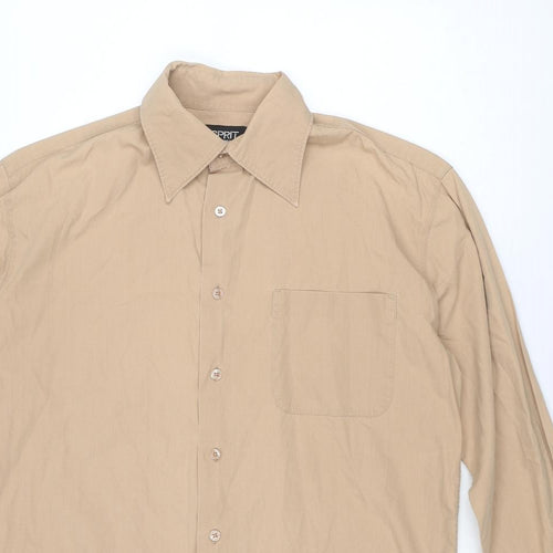 Esprit Mens Beige Polyester Button-Up Size M Collared Button