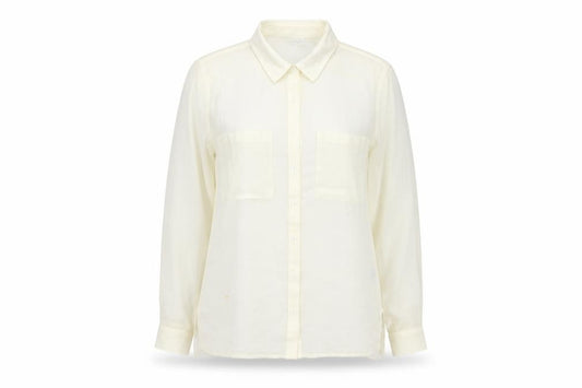Front view of Divided by H&M women’s ivory polyester basic button-up, size UK 8, collared