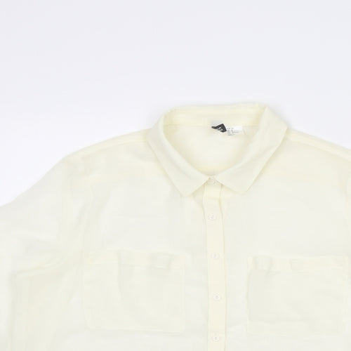 Divided by H&M Womens Ivory Polyester Basic Button-Up Size 8 Collared