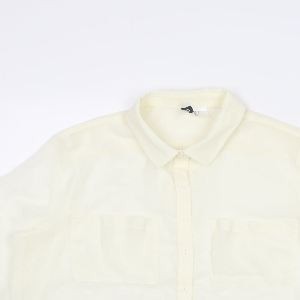 Divided by H&M Womens Ivory Polyester Basic Button-Up Size 8 Collared