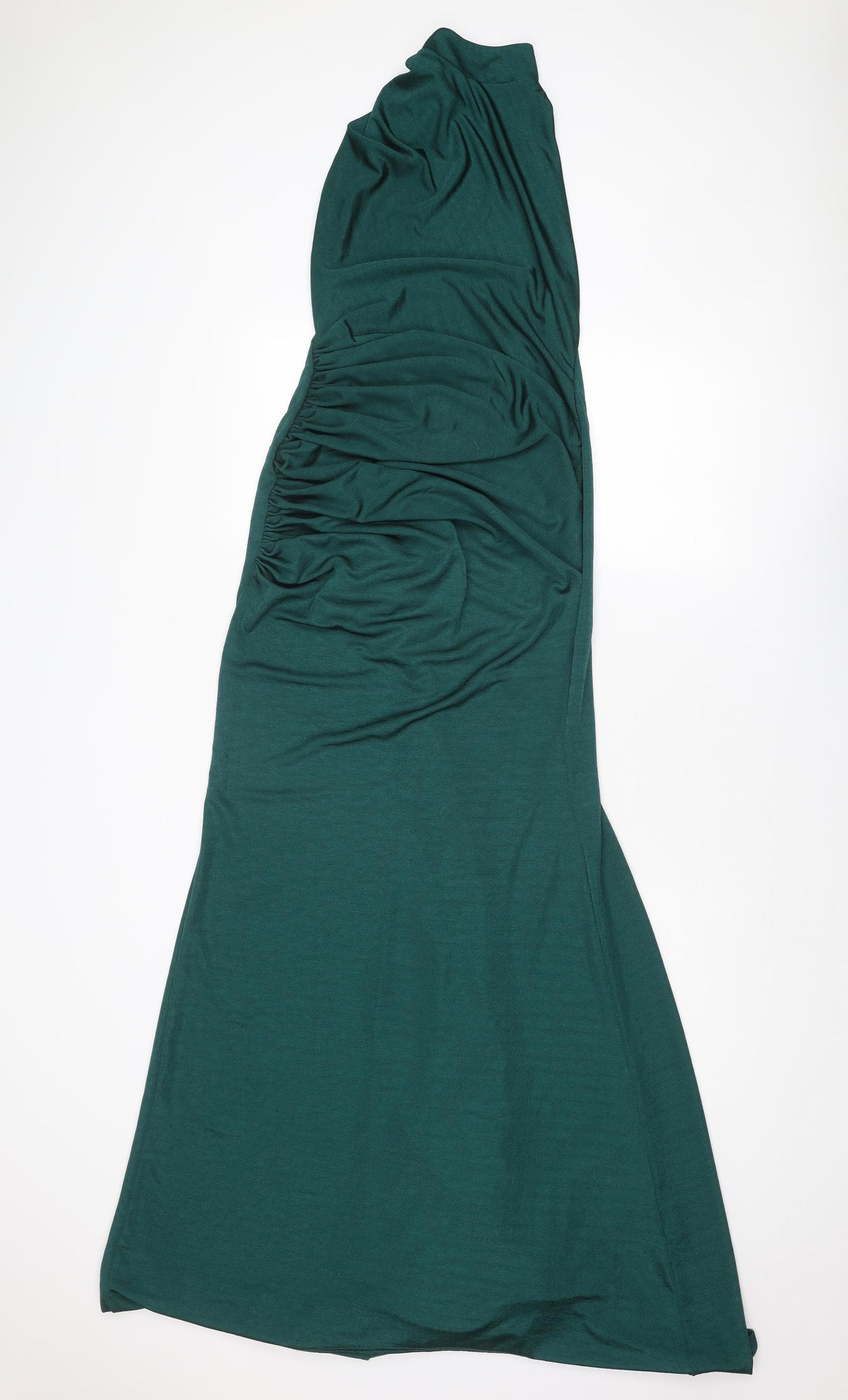 Goddiva Womens Green Polyester Ball Gown Size 12 Halter Hook & Eye