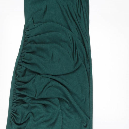 Goddiva Womens Green Polyester Ball Gown Size 12 Halter Hook & Eye