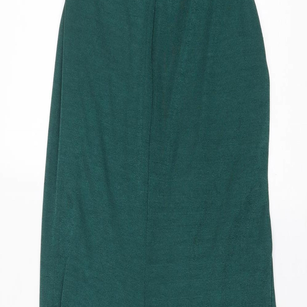 Goddiva Womens Green Polyester Ball Gown Size 12 Halter Hook & Eye