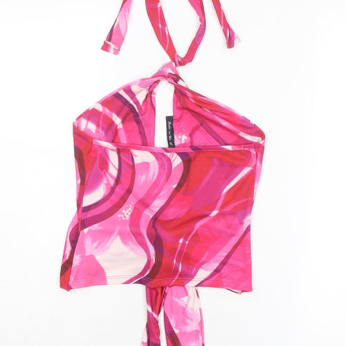 ASYOU Womens Pink Geometric Polyester Basic Tank Size 8 Halter