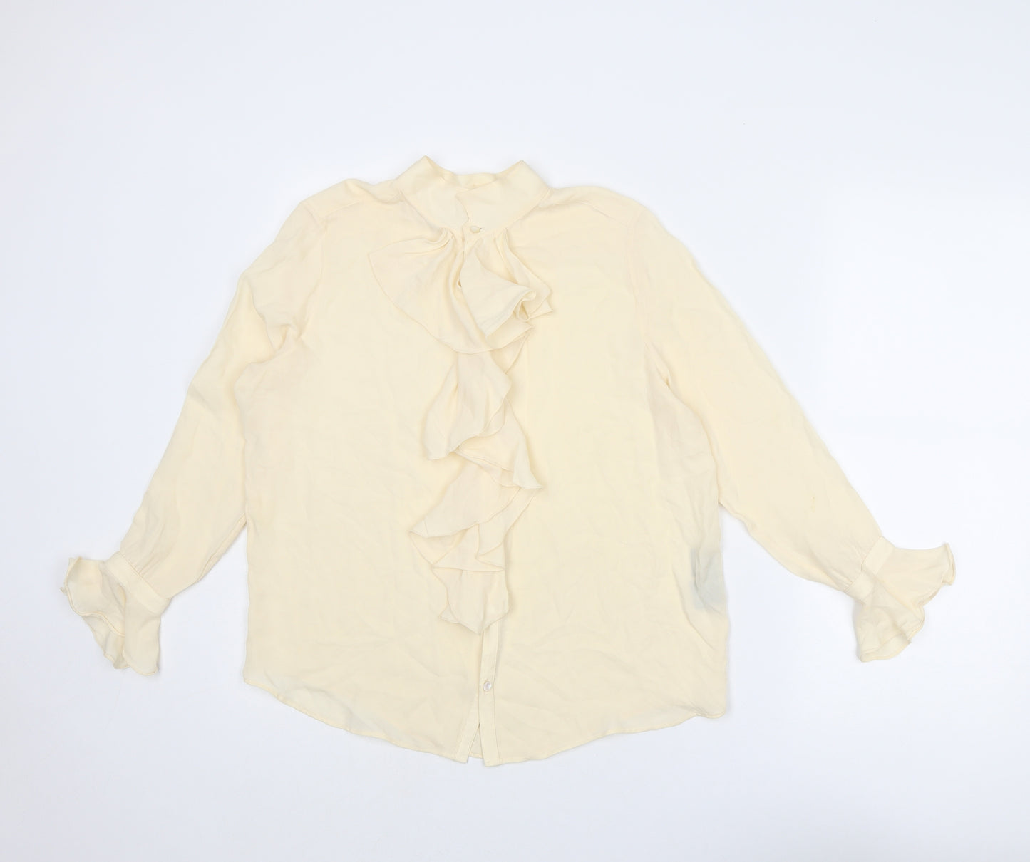 Ralph Lauren Womens Ivory Silk Basic Button-Up Size 8 Round Neck