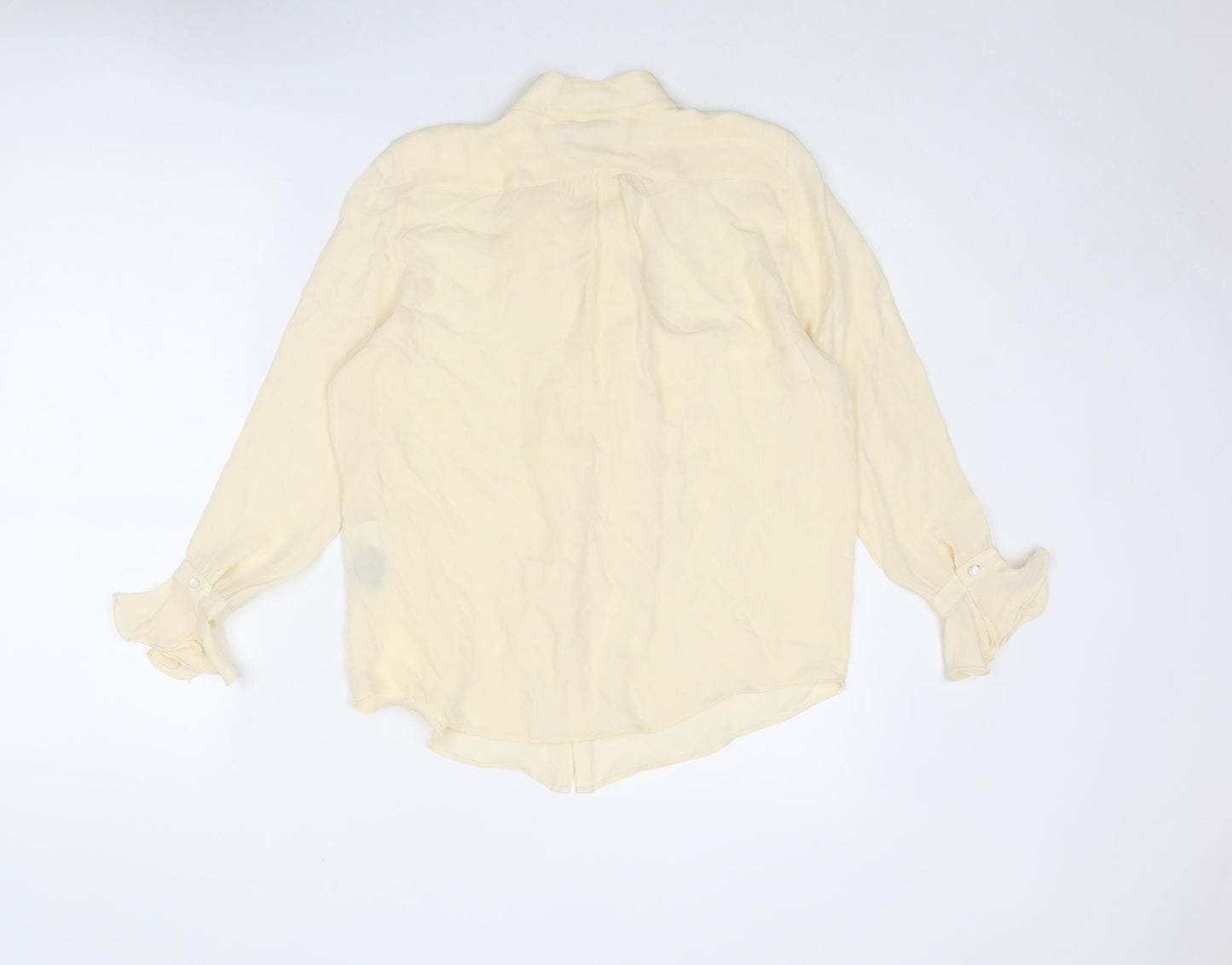 Ralph Lauren Womens Ivory Silk Basic Button-Up Size 8 Round Neck