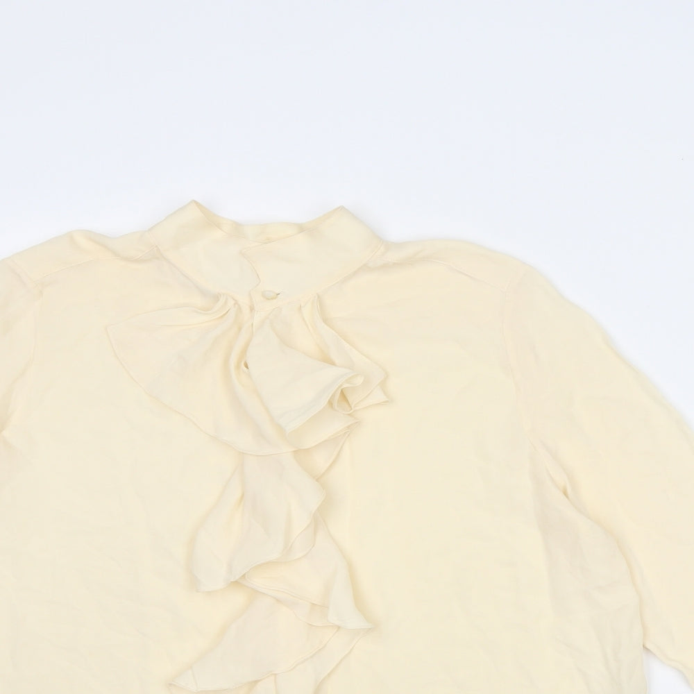 Ralph Lauren Womens Ivory Silk Basic Button-Up Size 8 Round Neck