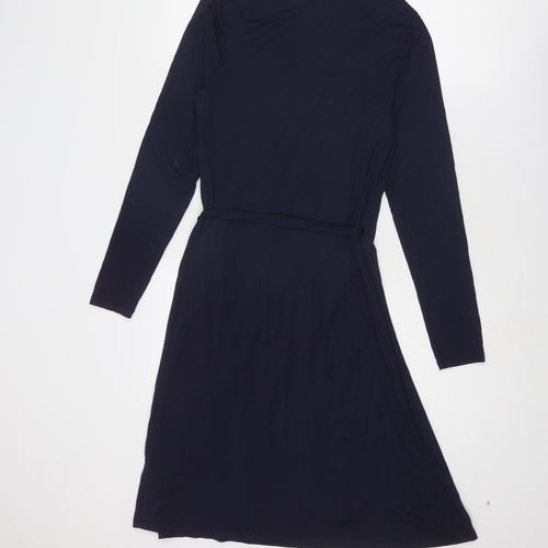 Boden Womens Blue Viscose Wrap Dress Size 14 V-Neck Tie