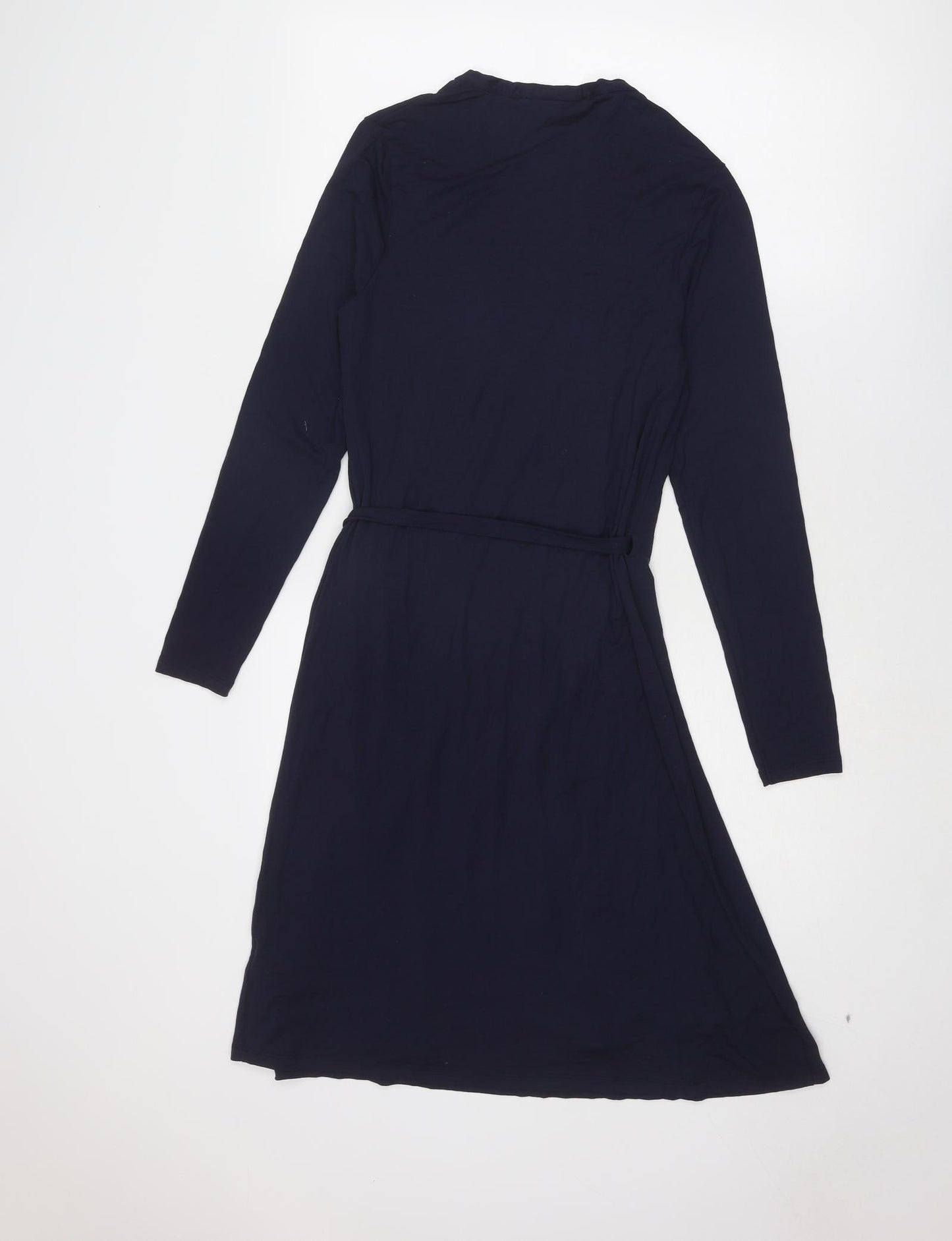 Boden Womens Blue Viscose Wrap Dress Size 14 V-Neck Tie