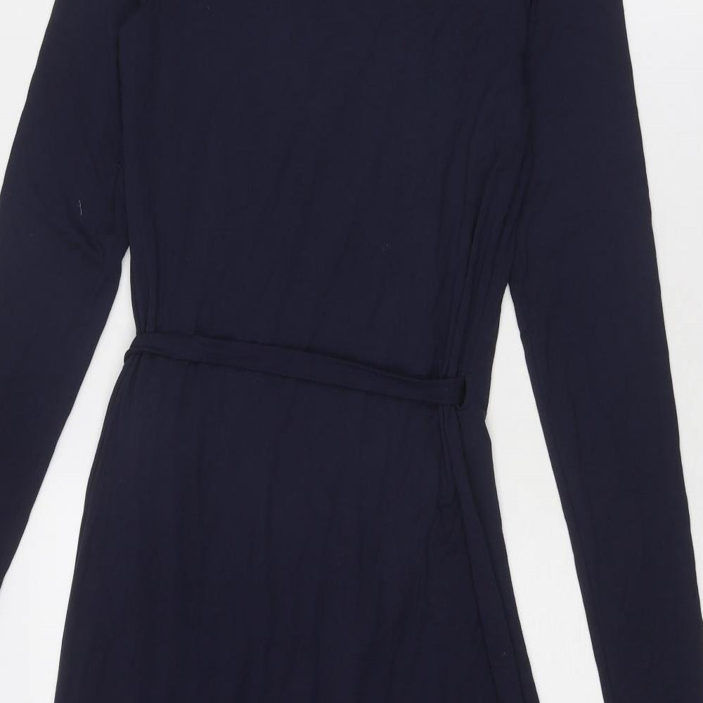 Boden Womens Blue Viscose Wrap Dress Size 14 V-Neck Tie