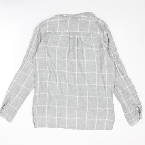 River Island Womens Grey Check Viscose Basic Blouse Size 8 V-Neck