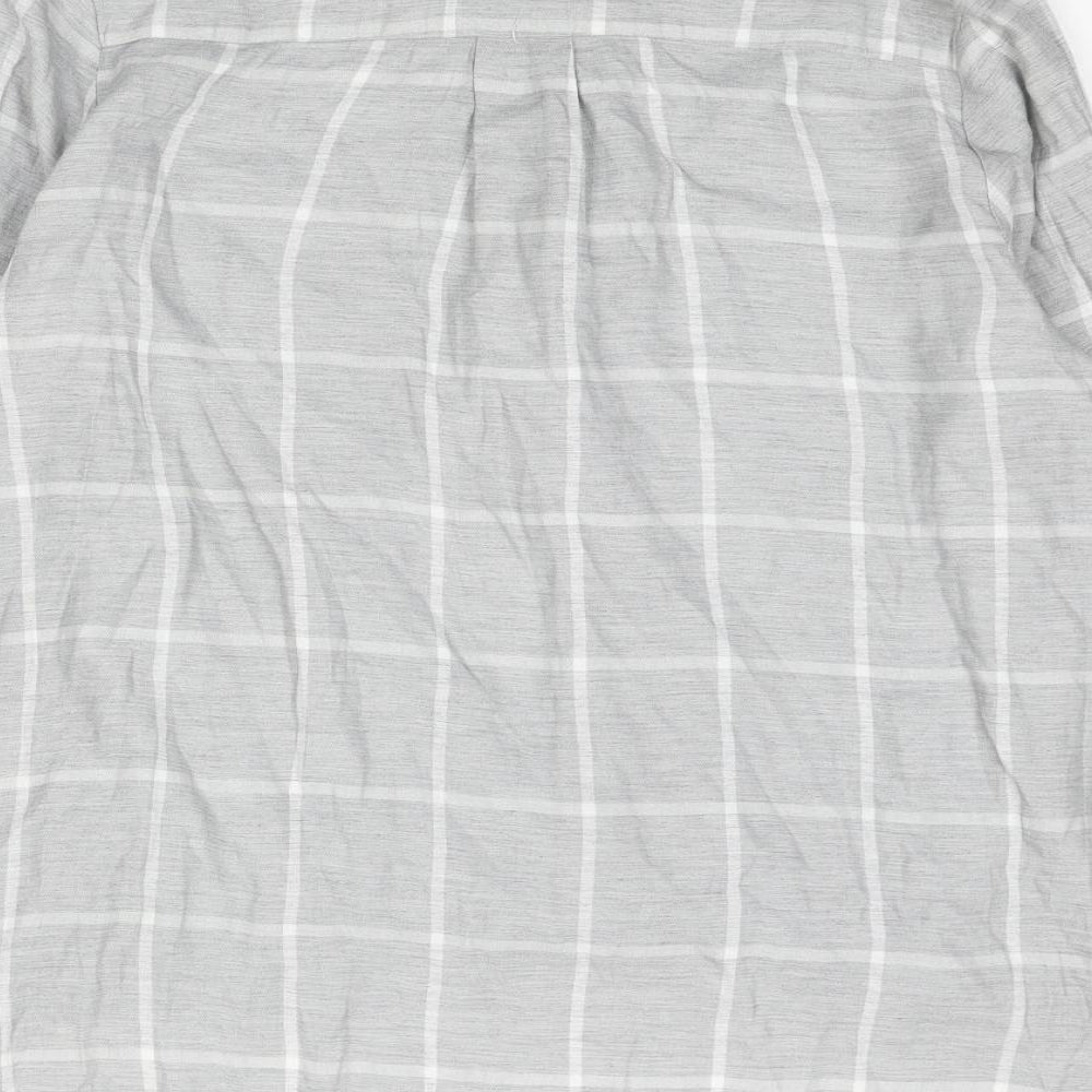 River Island Womens Grey Check Viscose Basic Blouse Size 8 V-Neck