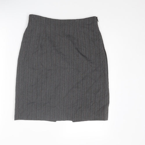 Cazz Womens Grey Striped Polyester Straight & Pencil Skirt Size 28 in Zip