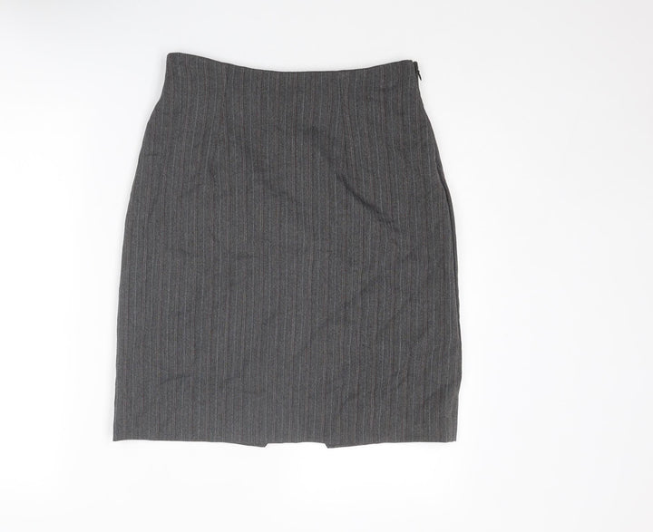 Cazz Womens Grey Striped Polyester Straight & Pencil Skirt Size 28 in Zip