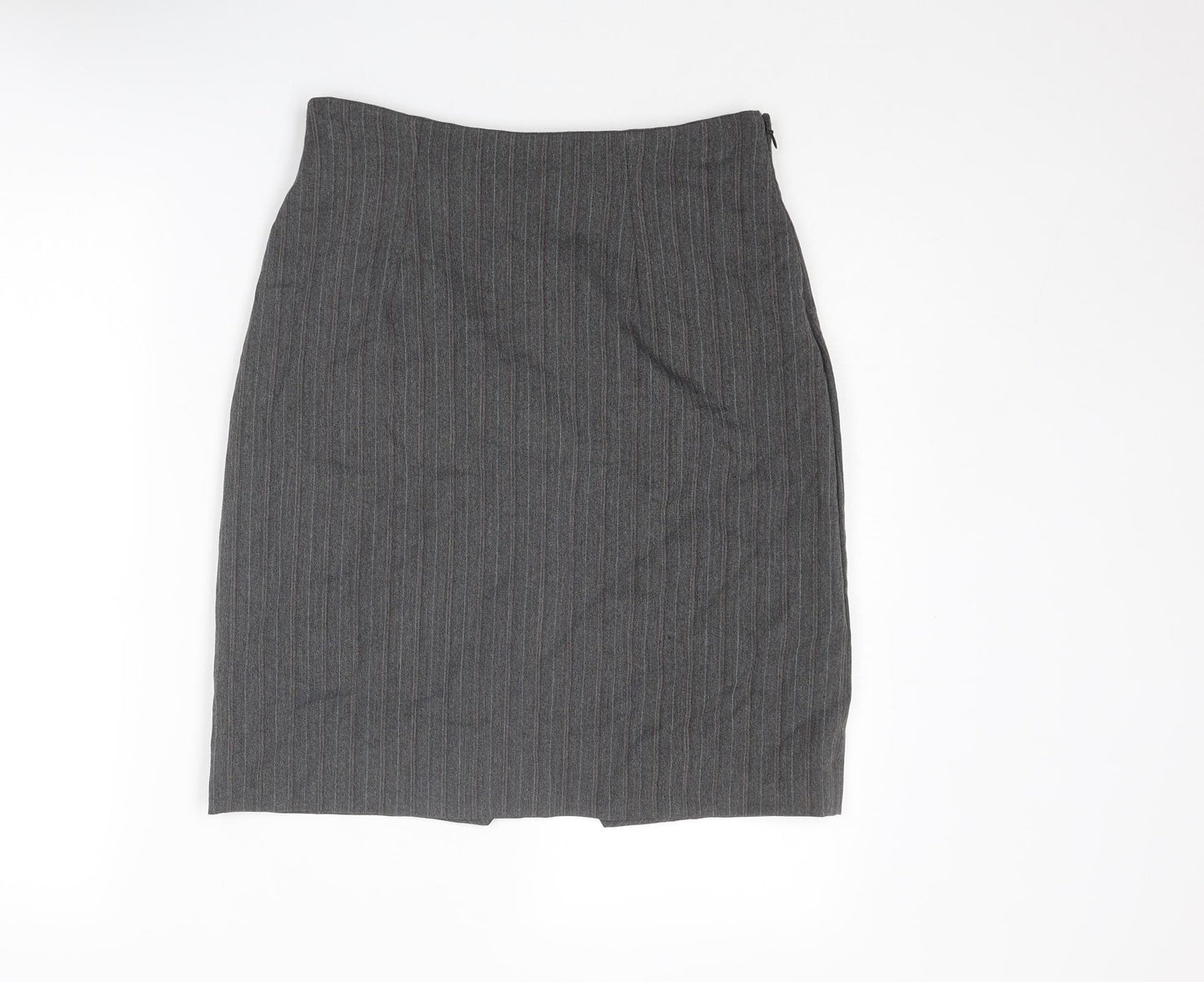 Cazz Womens Grey Striped Polyester Straight & Pencil Skirt Size 28 in Zip