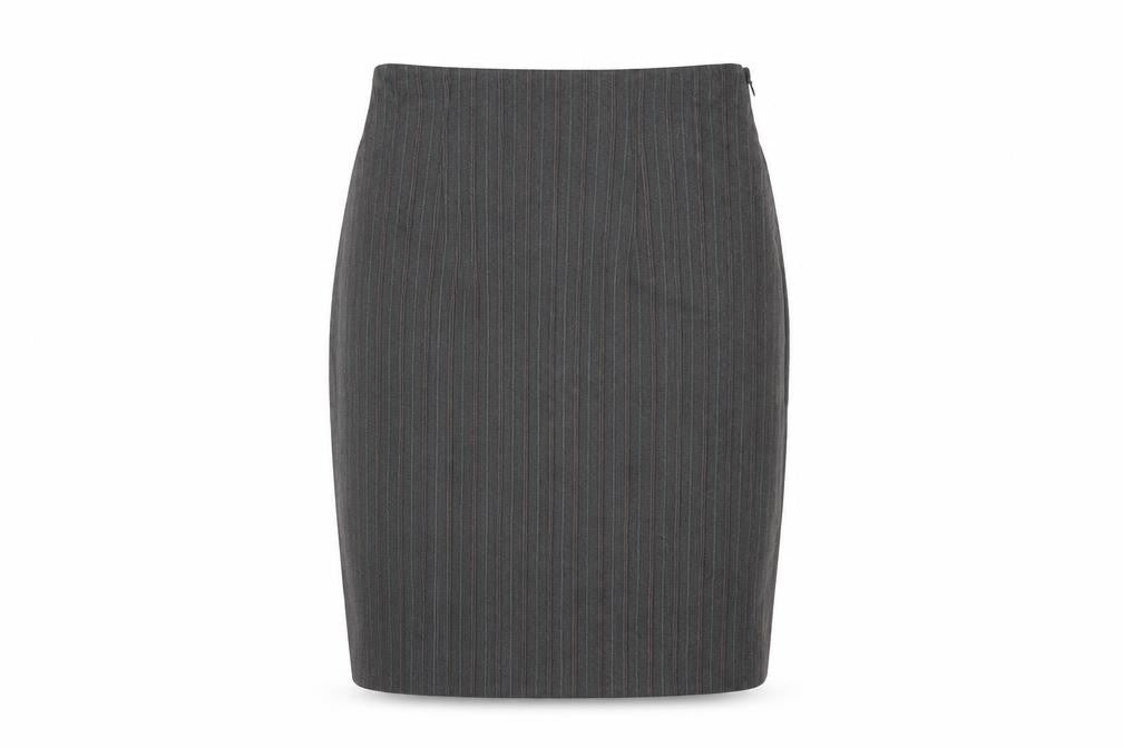 Cazz Womens Grey Striped Polyester Straight & Pencil Skirt Size 28 in Zip