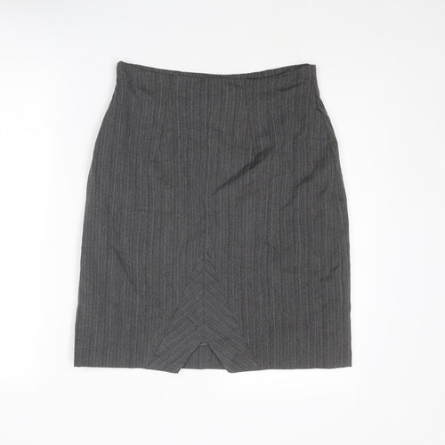 Cazz Womens Grey Striped Polyester Straight & Pencil Skirt Size 28 in Zip