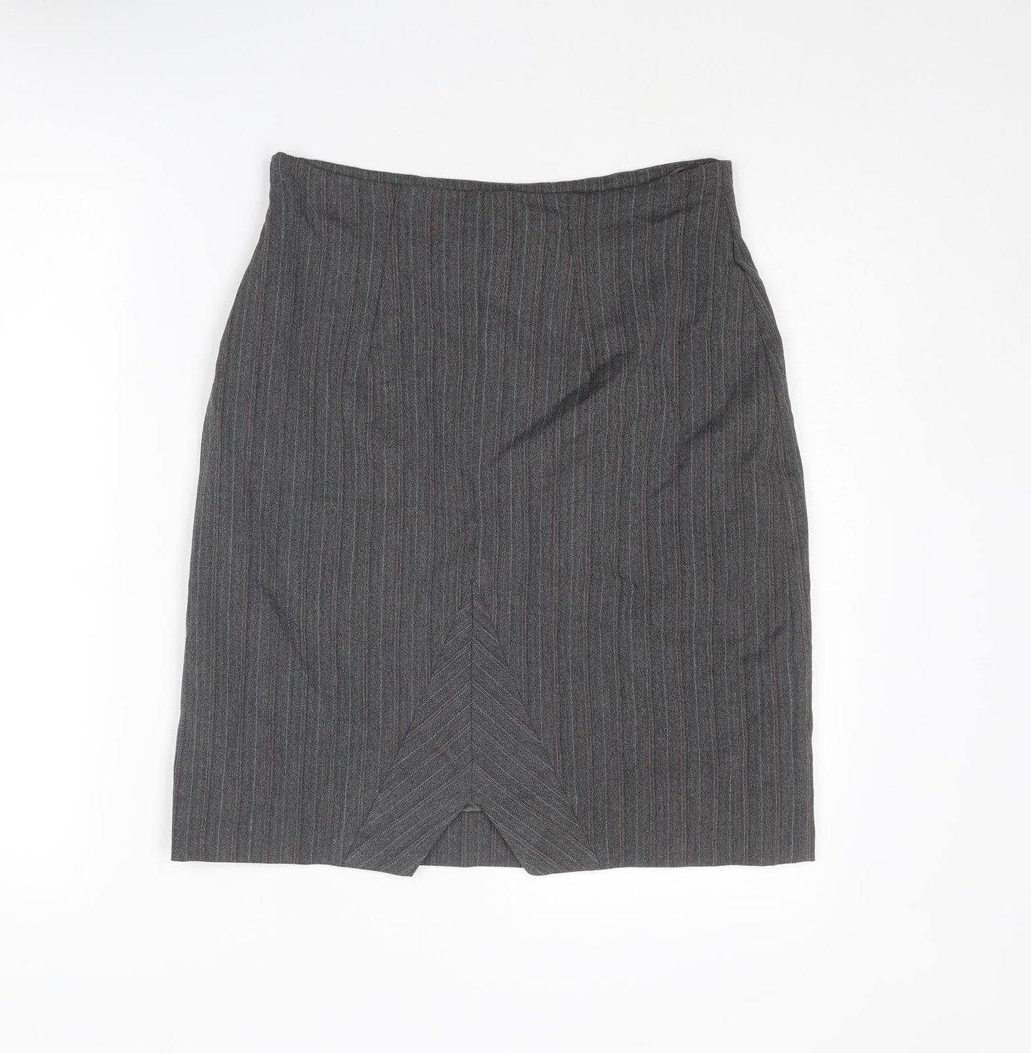 Cazz Womens Grey Striped Polyester Straight & Pencil Skirt Size 28 in Zip