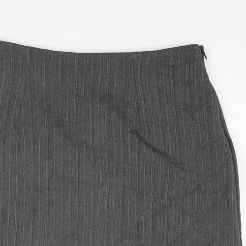 Cazz Womens Grey Striped Polyester Straight & Pencil Skirt Size 28 in Zip