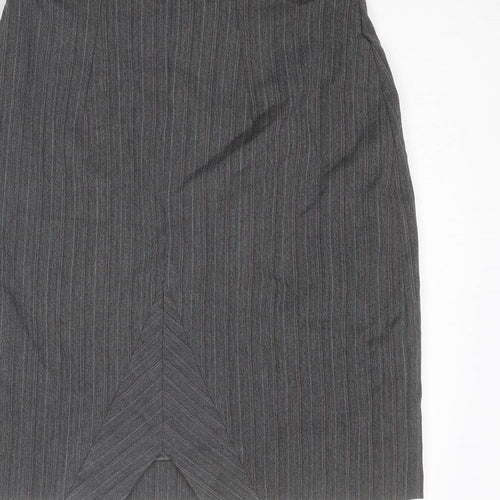 Cazz Womens Grey Striped Polyester Straight & Pencil Skirt Size 28 in Zip