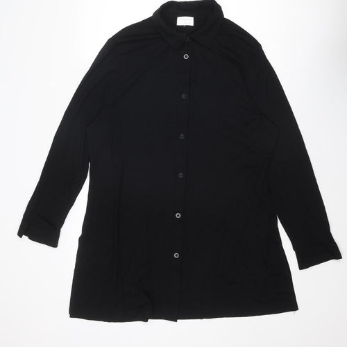 LarkBay Womens Black Viscose Basic Button-Up Size L Collared