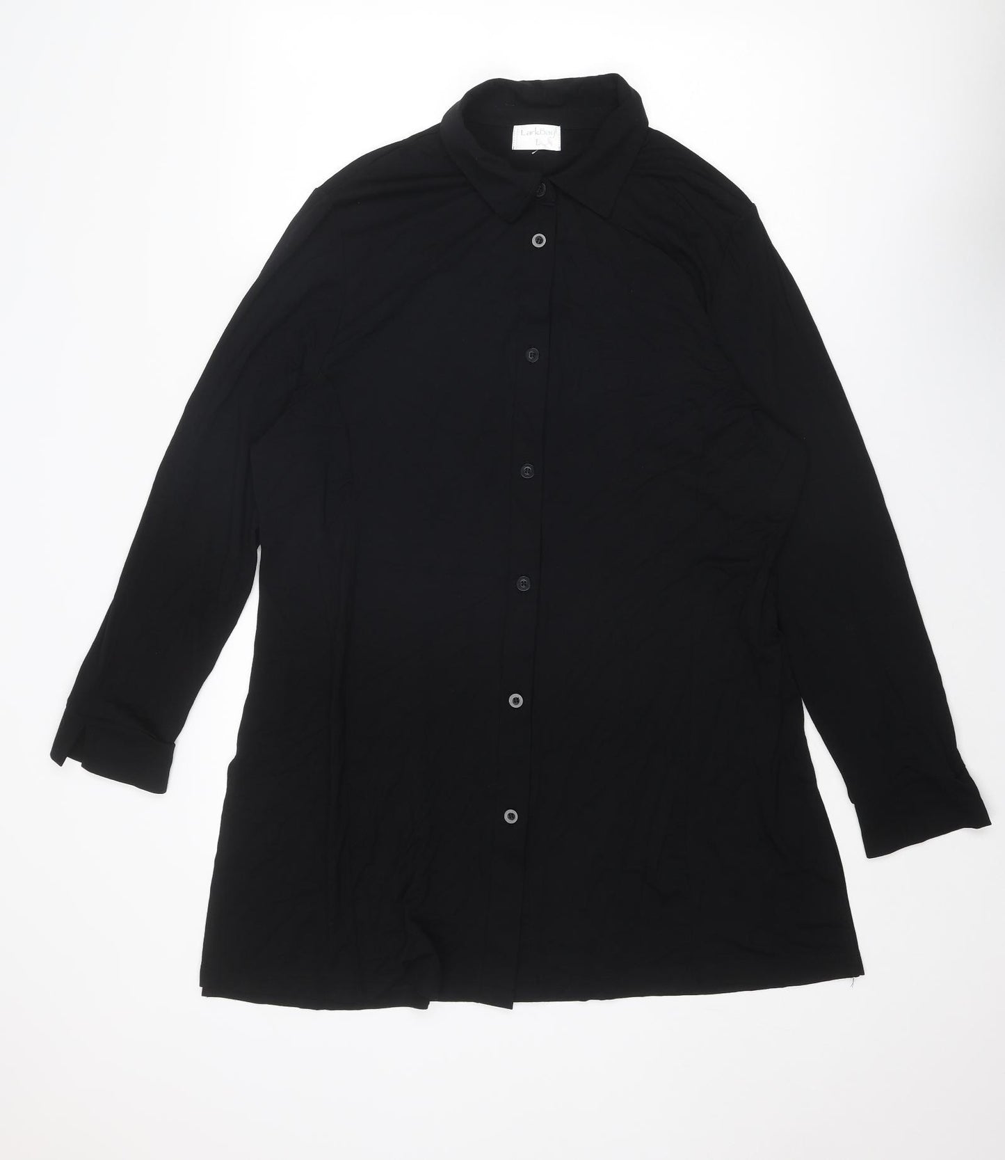 LarkBay Womens Black Viscose Basic Button-Up Size L Collared