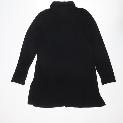 LarkBay Womens Black Viscose Basic Button-Up Size L Collared