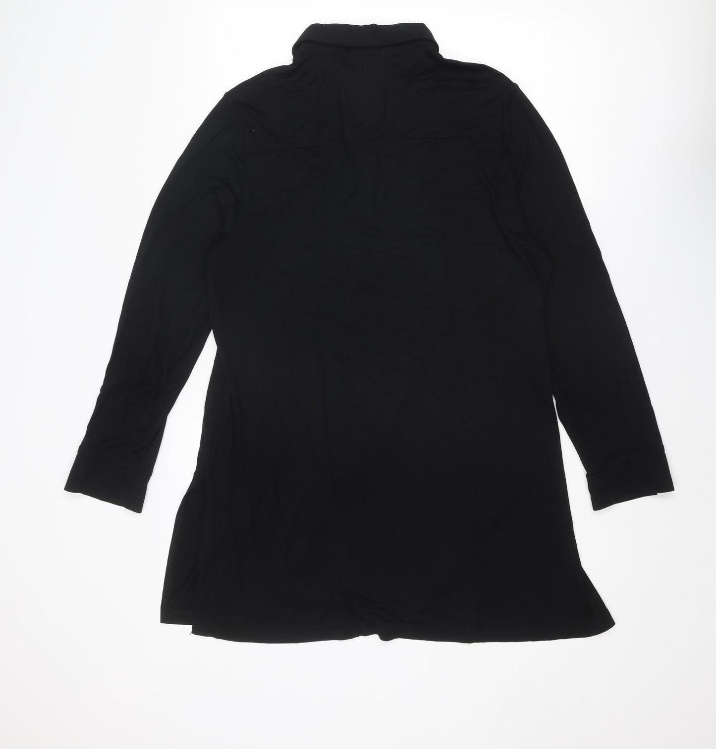 LarkBay Womens Black Viscose Basic Button-Up Size L Collared