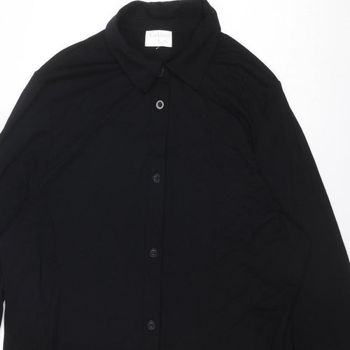 LarkBay Womens Black Viscose Basic Button-Up Size L Collared