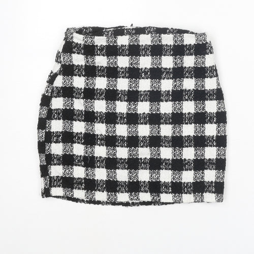 ASOS Womens Black Check Acrylic Mini Skirt Size 8 Zip