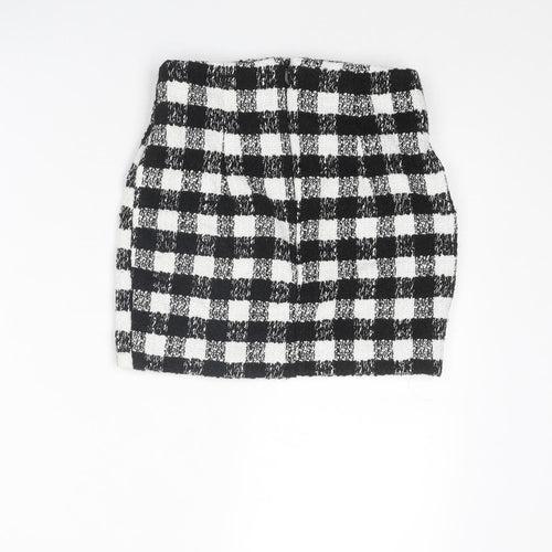 ASOS Womens Black Check Acrylic Mini Skirt Size 8 Zip