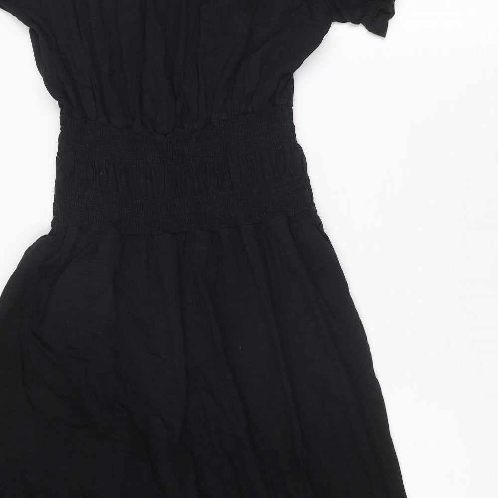 NEXT Womens Black Cotton Trapeze & Swing Size 14 Round Neck Tie